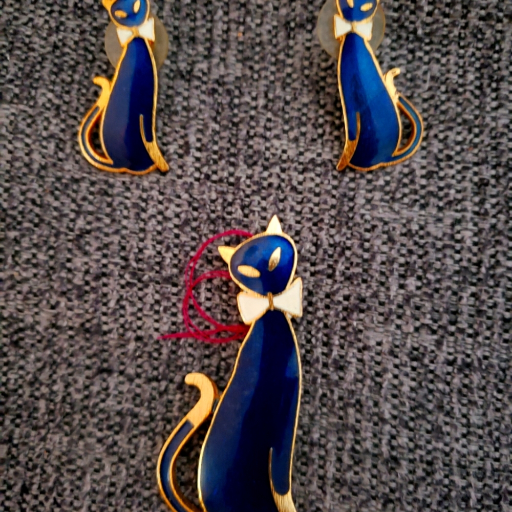 Siamese Cat Earrings & Pin
